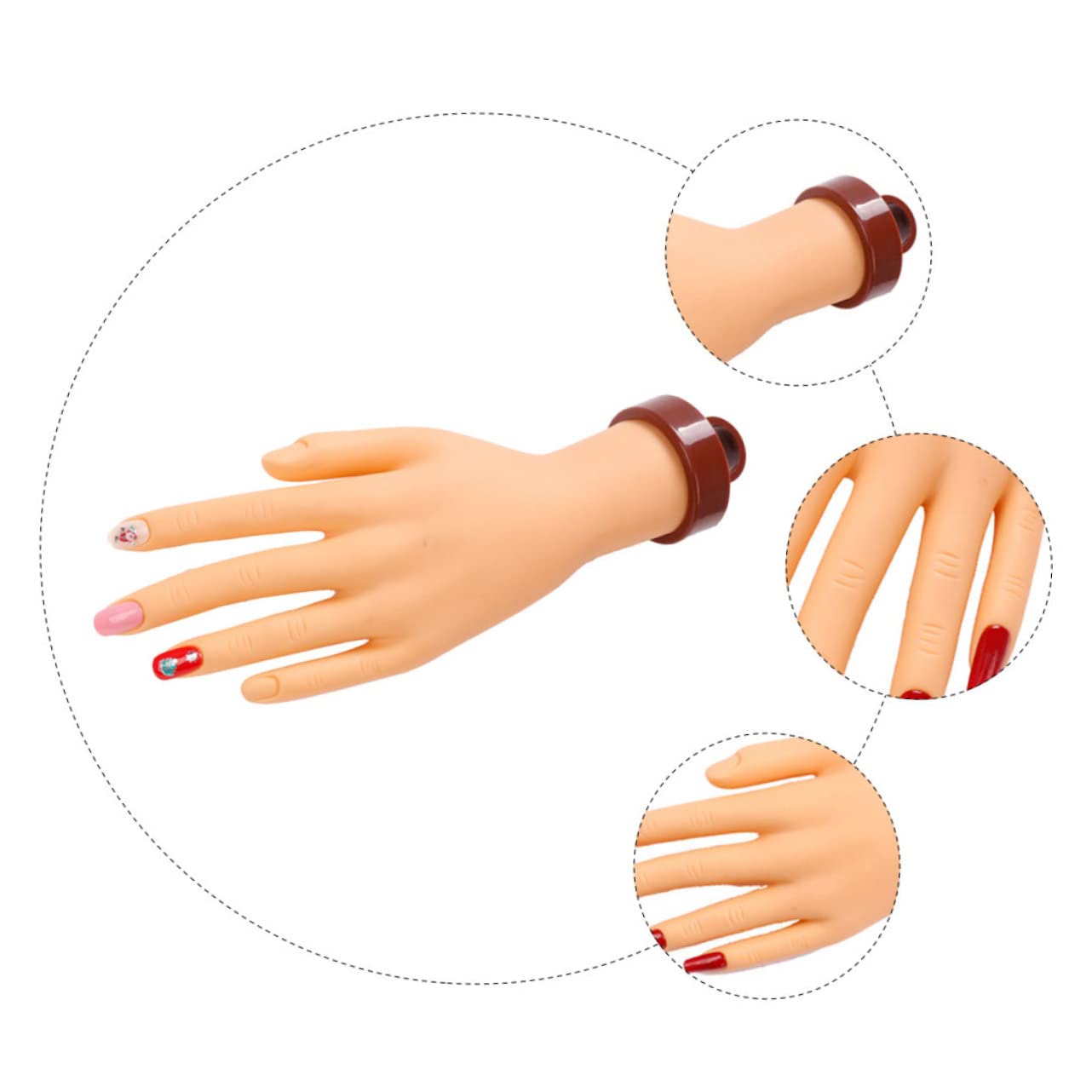 Fake Hand Model for Nail Practice 1 Piece Flexible Manicure Training Hand for Beginners Movable Fingers for Nail Art Display and Practice
