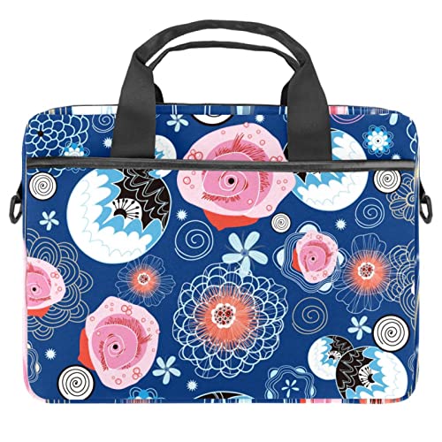 Funda para ordenador 14.5 pulgadas acolchada contra impactos con estampado Dolphin Fish azul