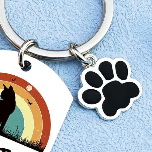 Image of Cat Dad Gifts for Men Cats Daddy Gifts for Men Catfather Keychain | Black Cats Keychain Accessories Cat Dad Fathers Day Gift Birthday Gift Christmas Stocking Stuffers Presents for Father