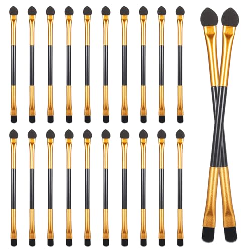 Image of 20 PCS Dual End Eyeshadow Smudge Brush 2 in 1 Eyeshadow Sponge Concealer Brush Double Sided Eyeshadows Makeup Brushes Eyeshadows Applicator Makeup Cosmetic Tool for Blending Eye Shadow Women Lady