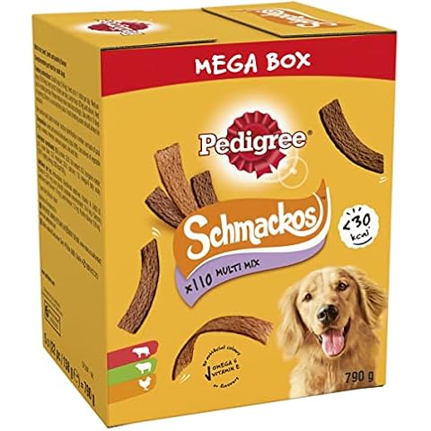 Pedigree Schmackos Mega Pack - Dog treat multipack with beef, lamb and poultry flavours, 5 x (22 Pc / 158 g) = 790 g Cover