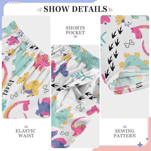 ZZXXB Dinosaur and Footprint Boys Long Pants Soft Trousers Elastic Waist Kids Lounge Bottoms with Pockets S-XL4