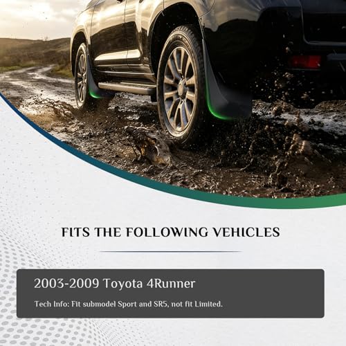 Image of Mud Flaps Fit for 2003-2009 Toyo-ta 4Runner (Fit Sport /SR5, Not fit Limited), Not Fit with Running Boards /Side Skirts, Dedicated Mudguard for Four Seasons Universal Protection, Front and Rear