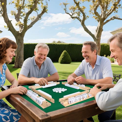 Upgraded Mahjong Racks with Pushers, Set of 4 Trays for American Mahjong Games, Wooden Holders for Mahjong, Dominoes & Mexican Train Game Nights (Includes Magnetically Attached Mahjong Pushers) by Offelec - Image 6