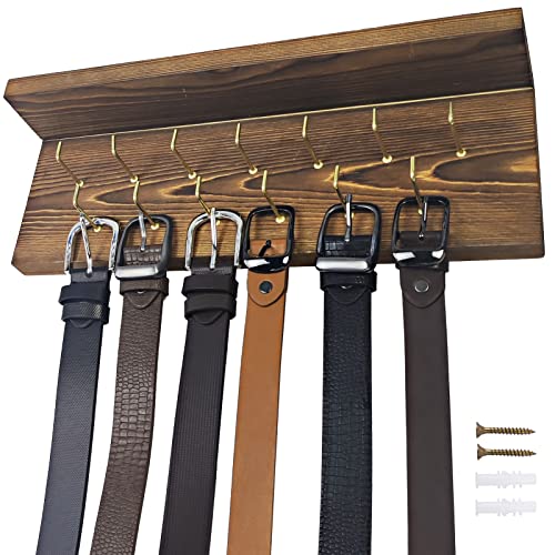 Hlimior Belt Organizer Rack With Shelves - Holds Over 28 Large Belts, Belt Organizer For Closet, Belt Hanger For Closet Wall Mounted Belt Display Hanger For Closet, Belt Storage, Tie Rack, Tie Hanger #TOP3