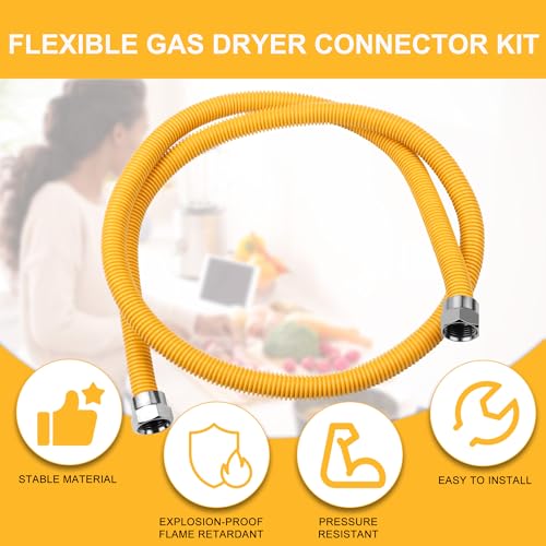 Tomoon 72 Inch Dryer Gas Line Kit With Connector For Stove Range Water Heater,Flexible Stainless Steel Gas Line With 1/2 Inch Fip Fitting 1/2 Inch Mip(Tapped 3/8 Inch Fip)Fitting By Tomoon thumb #6
