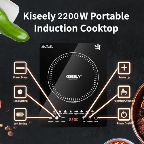 Image of Portable Induction Cooktop, Countertop Burner with Multi-Function, 2200w Electric Stove with Easy Clean Glass, 8 Modes Sensor Touch Cooker (WP6)