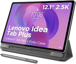 Lenovo Idea Tab Plus Android Tablet | 12.1 inch 2.5K (2560x1600) Display | MediaTek Dimensity 6400 | 8 GB RAM | 256 GB UFS 2.2 | Wi-Fi 5 | Luna Grey |Tab Pen + Folio Case