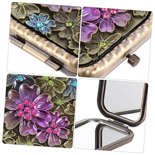 Beavorty Flower Makeup Mirror Vintage Wallet Rectangular Mirror Portable Mirror Compact Makeup Mirror Foldable Mirror Portable Makeup Mirror Small Cosmetic Mirror Vintage Makeup Mirror Mask #TOP2
