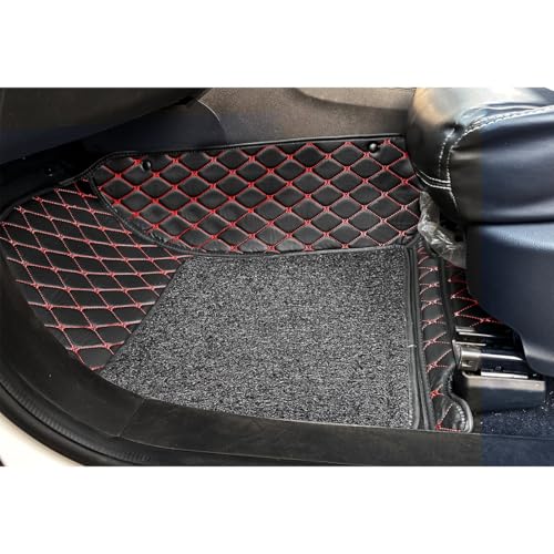 Image of Premium 7D Car Floor Mat for Mahindra XEV 9S | Black Red with Black