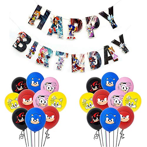 Sonk Balloon Balloons,Sonk Deko Geburtstag Set für Partys Happy Birthday Cartoon Wimpel Set für Kinder mit Luftballons Banner Cover