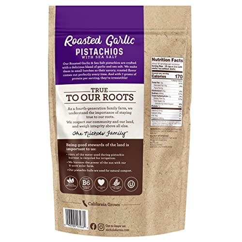 Image of Nichols Farms California Grown Pistachios, InShell, Nutrient Rich Snack Packs, Roasted Garlic, 2LB