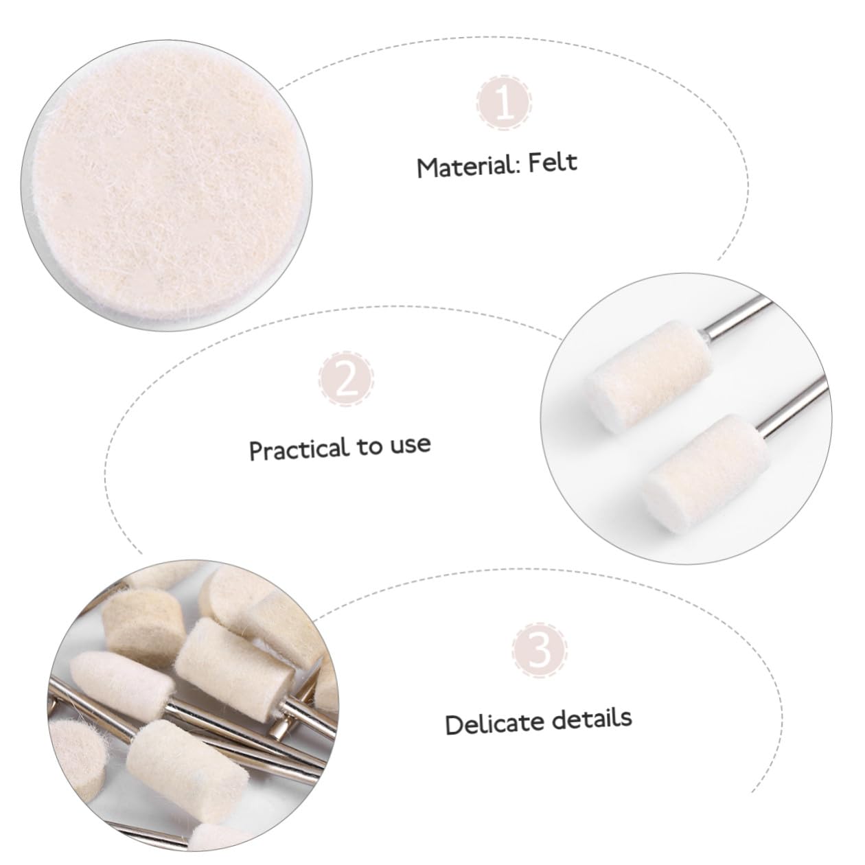 129pcs Wool Buffing Pads Felt Polishing Wheels Metal Grinding Polishing Tool Set for Rotary Tools Jewelry Car Marble Buffing