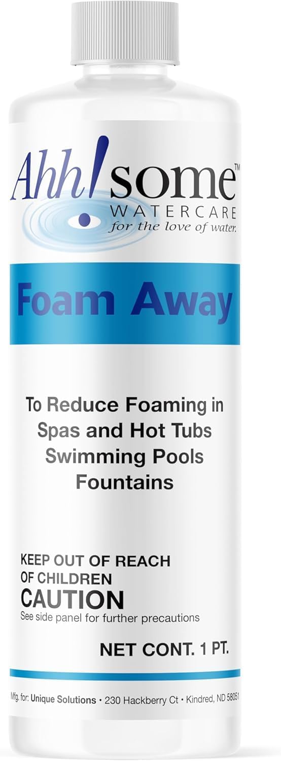 Ahh-Some Hot Tub Defoamer 1 Pint - Fast-Acting Silicone Foam Eliminator for Spas & Pools, Vitamin E Skin-Safe, No Residue USA Made