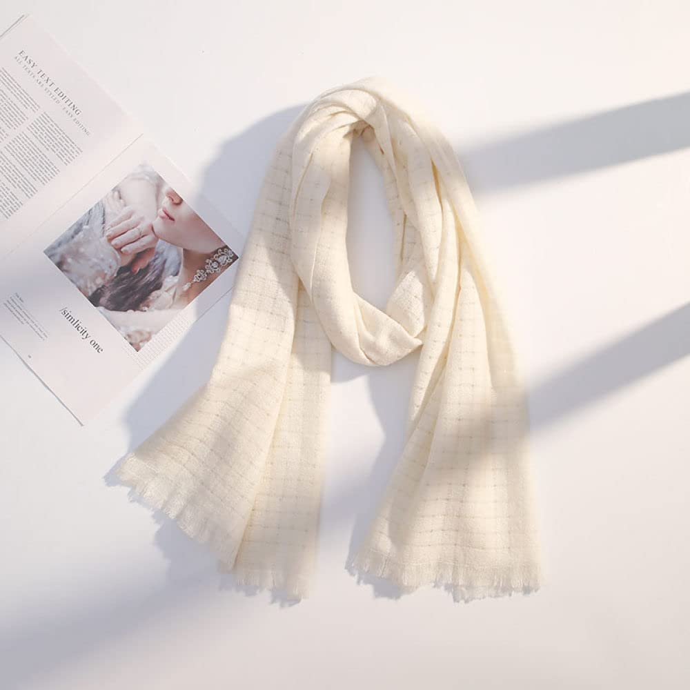 HGJH Schal Damen Winter Damen-Schal Aus Kaschmir-Feeling, Weicher, Dicker, Warmer Strickschal, Weißer Schal, Einfarbig, Wickelschal, Winter-Deckenschal, Trendiger Stola-Schal Für Damen Und Mädchen