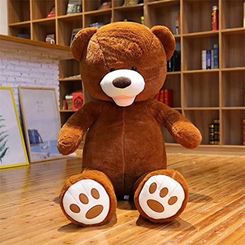 BEARS'HOMEぬいぐるみ くま クマ 熊 テディベア 抱き枕 クッション 特大 かわいい オシャレ お祝い (ダークブラウン, 130cm)