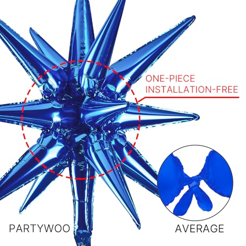 Image of PartyWoo Navy Blue Star Balloons 110pcs Different Sizes 18 12 10 5 Inch Pack 22 Inch Navy Blue Spike Star Explosion Foil Mylar Balloon Arch Kit for Birthday Baby Shower Party Decorations Blue-Z90