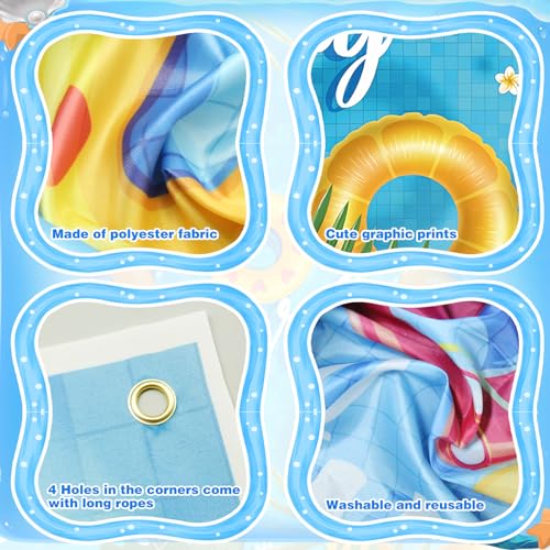 Image of Summer Banner Pool Party Decorations, Pool Party Decorations Banner Backdrop Summer Party Decorations, Hanging Beach Themed Summer Party Decorations with Rope (72 * 44 Inches)