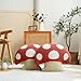 Longhui bedding Mushroom Throw Pillow with Polka Dots, Red & Khaki Decorative Cushion for Sofa Bed Chair, Soft Polyester Plush Pillow Include Inserts - 18x20 Inches Kawaii Home Decor​