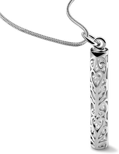 Dankadi Collar de plata 925 para mujer, collar con colgante cilíndrico con patrón bohemio, cadena de serpiente de plata 100% original, 17.7-23.6 in,