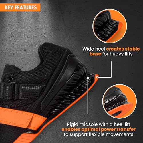 Image of RXN Hercules Weightlifting Shoes for Men and Women - Weight Lifting Shoes for Powerlifting, Deadlifting & Crossfit - Strap and Lace-Up Gym Shoes - Non-Slip Olympic Lifting Shoes