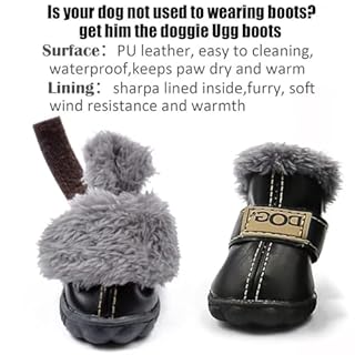 Small Dog Boots, Puppy Winter Shoes, Pet Waterproof Paw Protectors for Snow/Ice Pavement (Color: Black,Size: 4)