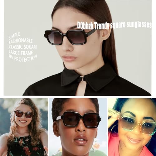 Trendy Hexagon Sunglasses for Women Men Vintage Square 70s 80s 90s Thick Frame Gradient Lens Sun Glasses UV Shades2