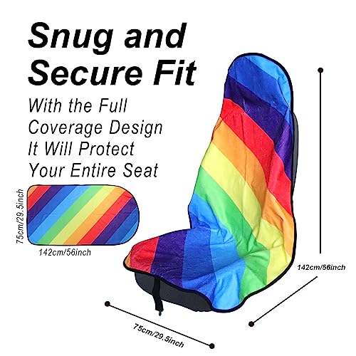 Image of Car Seat Cover Protector Front Seats,for Gym Workout,Running,Swimming,Beach and Hiking,Waterproof Sweat Towel Bucket Seat Covers for Cars SUV Trucks (Rainbow, 1Pcs)