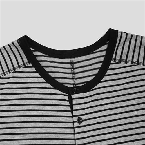 Men’S One Piece Pajamas Long Sleeve Comfy Jumpsuit Stripped Henley Button Onesie Romper Lounge Sleepwear Garment4