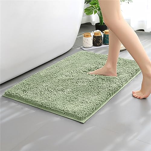 Mateju Tappetino da Bagno Antiscivolo Assorbente, Tappetini Bagno in Microfibra Ciniglia Tappeto Bagno Lavabile Tappetino Bagno Morbido per Bambini Adulti Animali Domestici (50 * 80CM,Verde Salvia)