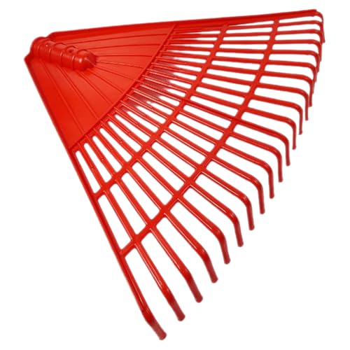 Image of BESPORTBLE Plastic Rake Head with 21 Tines Garden Leaf Scoop Rake Shrub Rake Yard Lawn Grass Clean Rake Replacement Head Red