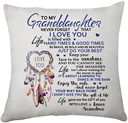Granddaughter 18th Birthday Gifts Cushion Cover Pillow Cover from Grandma Inspirational 18th Birthday Throw Pillow Cover for Granddaughter Turning 18th Adult Present (GD18th)