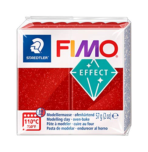 Staedtler FIMO Effects Polymer Clay - -Oven Bake Clay for Jewelry, Sculpting, Glitter Red 8020-202
