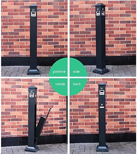 Commercial Outdoor Metal Trash Can, Black Waste Bin with Ashtray for Home, Office, Porch, Hotel - Durable Garbage Receptacle for Efficient Waste Disposal