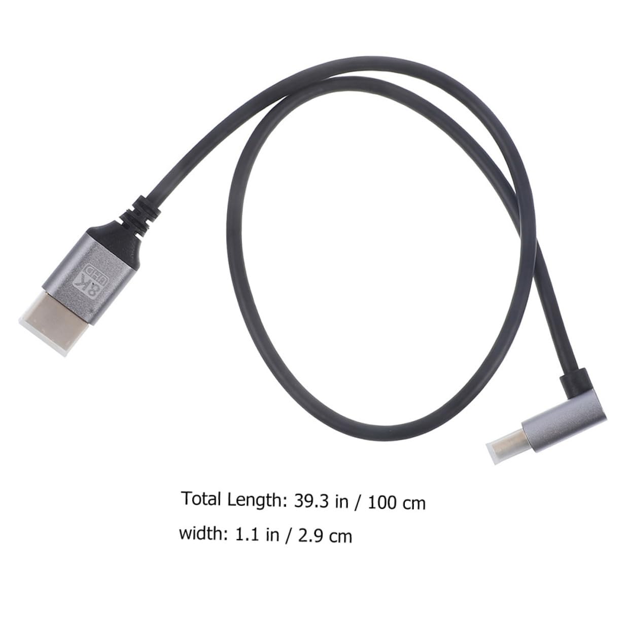 8k High Speed Video Cable 1 Meter Male to Male Video Cord with Downward Elbow Connector for Tv Monitor Computer Display Accessories
