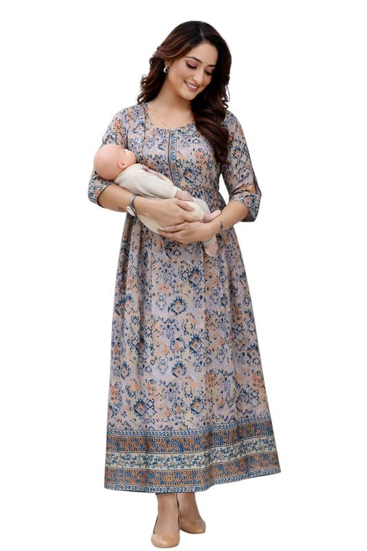 RITIJYA Feeding Kurtis for Women with Zip | Maternity Gown Pregnancy Dress for Nursing Mothers | Viscose Rayon | Stylish & Comfortable | S to 4XL | Maternity Wear Feeding Dress Tops-image-22