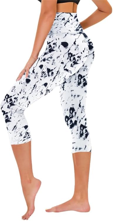 TNNZEET Capri Leggings for Women - Tummy Control Black Leggings with Pockets High Waisted Yoga Pants Workout Cycling Leggings