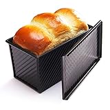 CHEFMADE Pullman Loaf Pan with Lid, Non-Stick Bakeware Carbon Steel Bread Toast Mold with Cover for Baking Bread - Black