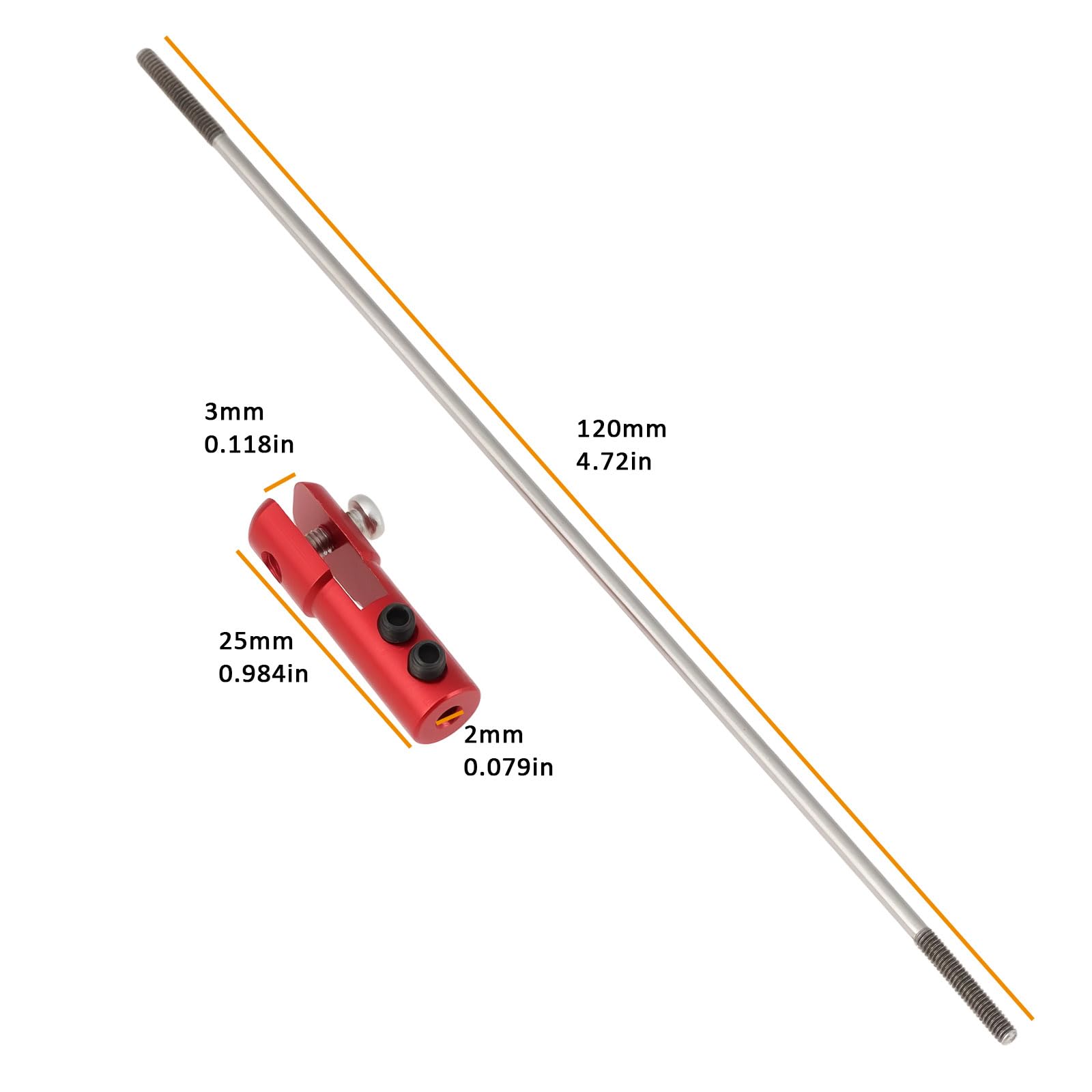 The Lord of the Tools 2pcs 2mm Tie Rod End Clevis with 120mm Linkage Rod for RC Boat Airplane Steering Gear Red - Image 4