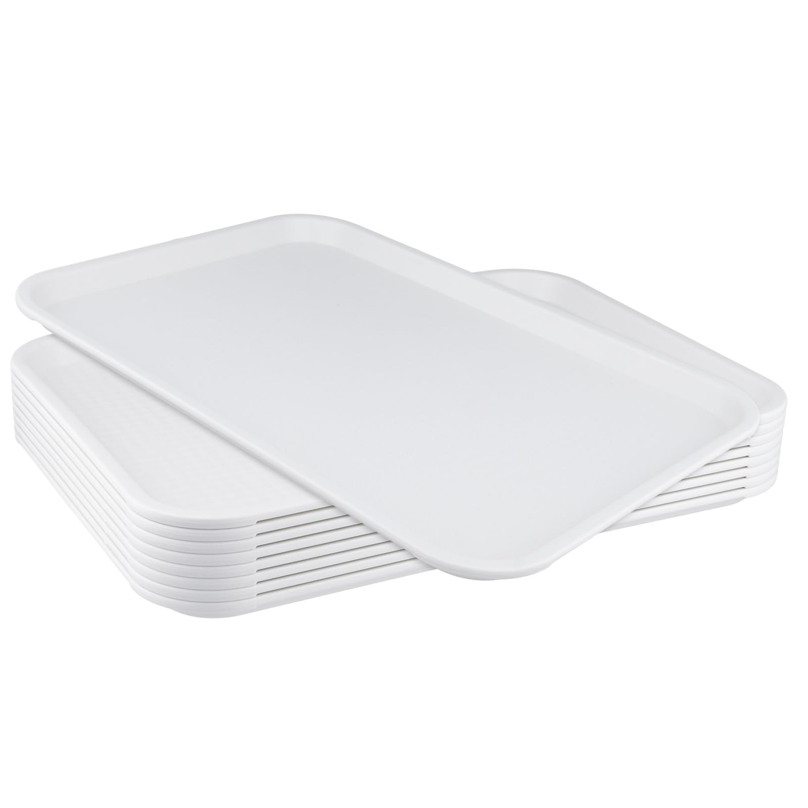 Plateaux de service plastique rigide blanc lot de 8 grand format 41,5x30,5 cm