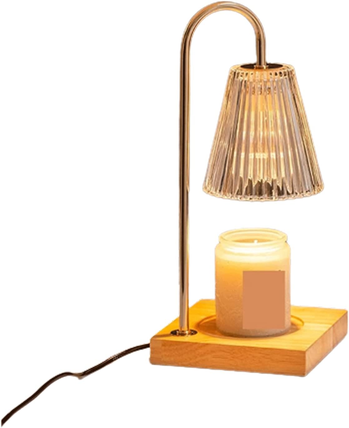 LIOONS Stylish Candle Lamps Melting Wax Lamp Clear Glass Shade Candle Lamp Wooden Base Dimmable Candle Warmer Lamp with 2 Bulbs for Jar Scented Candles Home Decoration