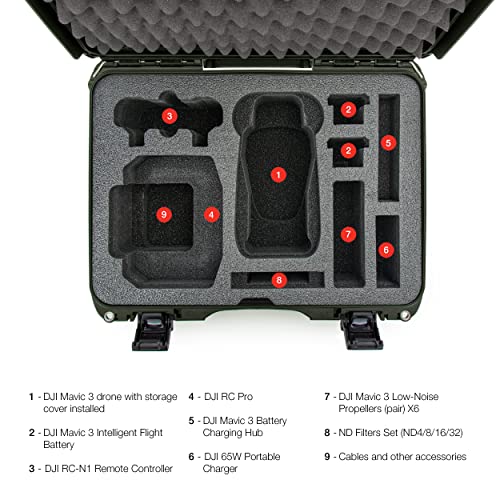 Image of Nanuk 925 Waterproof Hard Case with Foam Insert for DJI Mavic 3 & Mavic 3 Classic - Fly More /Cine Premium Combo - Olive