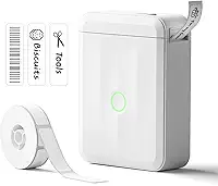 NIIMBOT Máquina de etiquetar, versão atualizada D110, impressora de adesivos, com 1 rolo de papel branco para iniciantes, impressora térmica de etiquetas para escola, escritório, casa, organização