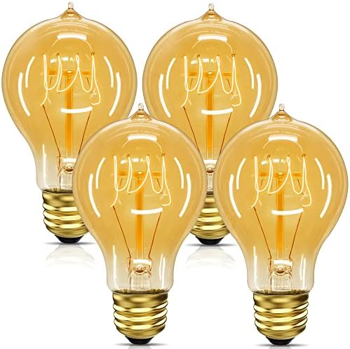 UNILAMP Edison Bulbs 40 Watt, Vintage Light Bulbs, A19 Antique Incandescent Light Bulbs, E26 Dimmable Decorative Light Bulbs, Warm White 2700K, 110-130V, 4 Pack