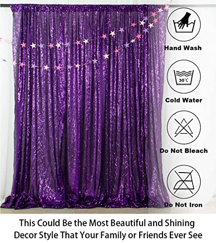 Telón de lentejuelas morado 4FTx8FT para fotografía miniatura 5