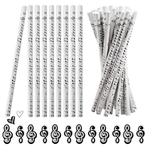 Juego de 36 Papelería Temática Musical 24 Lápices Notas