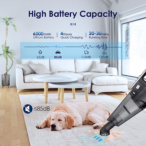 Yontwe Aspirador Inalámbrico Mini Portátil Asiento Coche 7500-10000PA Potente Aspiración Aspirador de Mano Húmedo Seco Recargable Ligero Hogar Oficina Teclado Alfombra Mascota Pelo USB - imagen 9