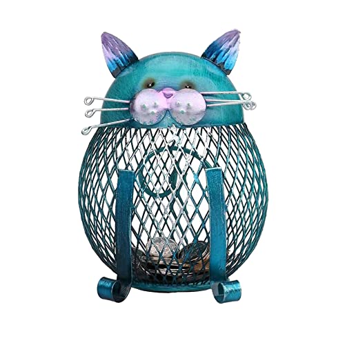 Ailgely Metal Cat Piggy Bank,Cat Coin Bank Coin Box for Adults Kids,Cute Animal Money Bank,Handcrafts Decoration for Cat Lovers Birthday