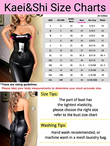 Kaei&Shi Espartilho sexy para mulheres, espartilhos de couro com cadarços, bustiê vintage para sair