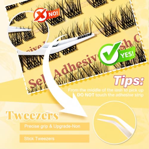 Image of MAYCREATE 100pcs Self Adhesive Lash Clusters Wispy Fake False Eyelashes 10-16mm Natural Look DIY High-end Fibers Cluster Lashes Eyelash Kit for Daily Use Party Festival